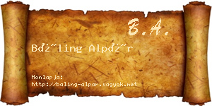 Báling Alpár névjegykártya